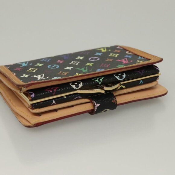 LOUIS VUITTON Multicolor Portefeuille Viennois Wallet Black M92988 Auth BA4300 - Picture 7 of 16